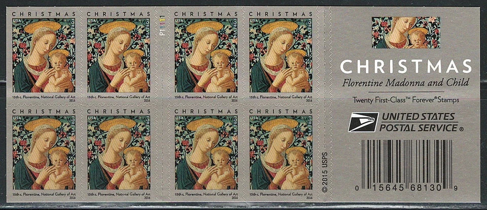 #.2016 US Florentine Madonna and Child Stamps