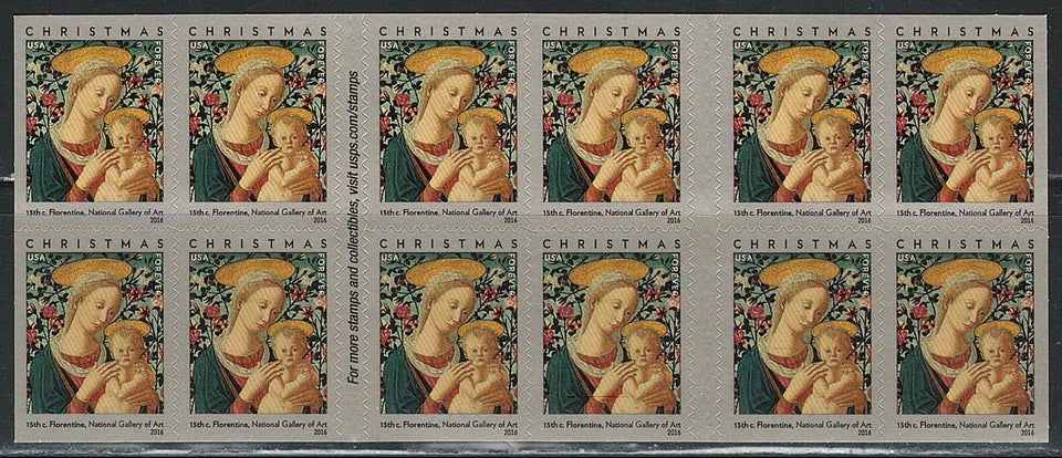 #.2016 US Florentine Madonna and Child Stamps