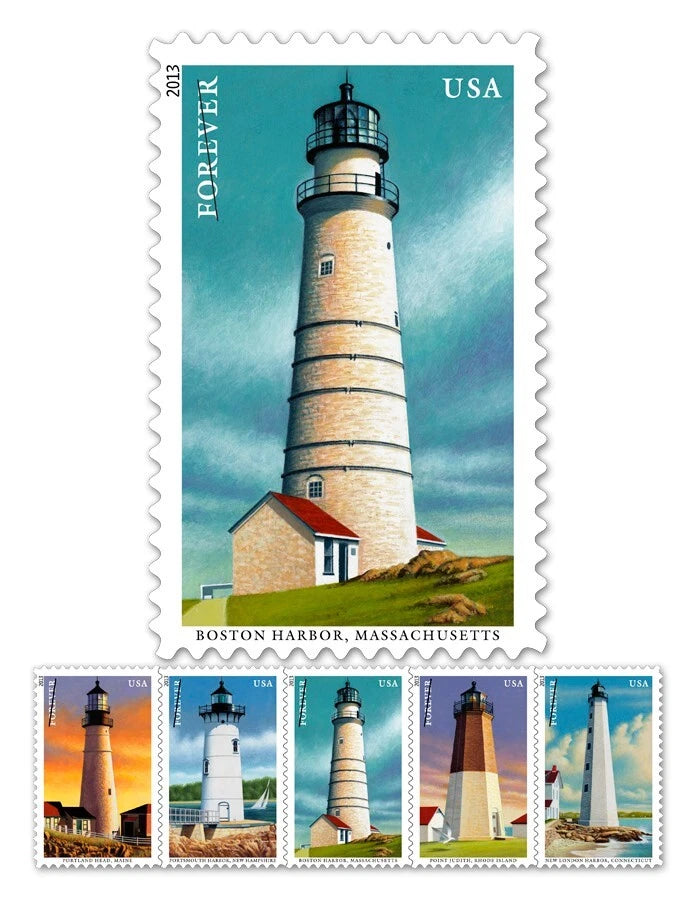 #.2015 New England Coastal Lighthouse Postage Stamps