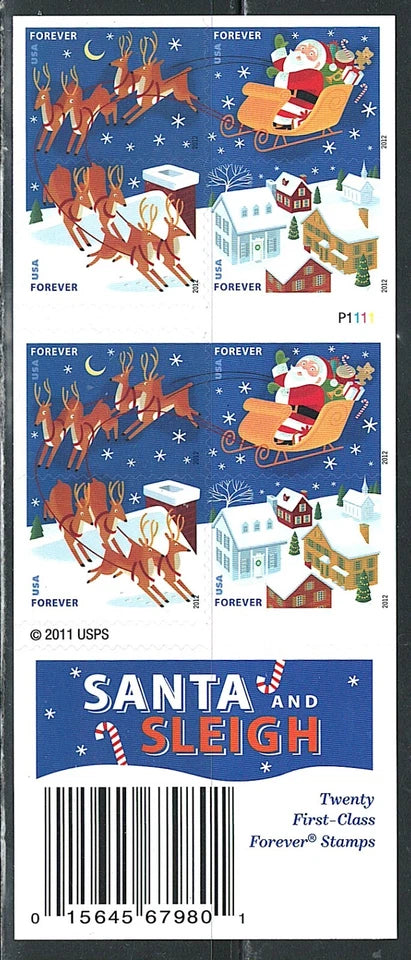 #.2012 US Stamp Santa & Sleigh Stamps
