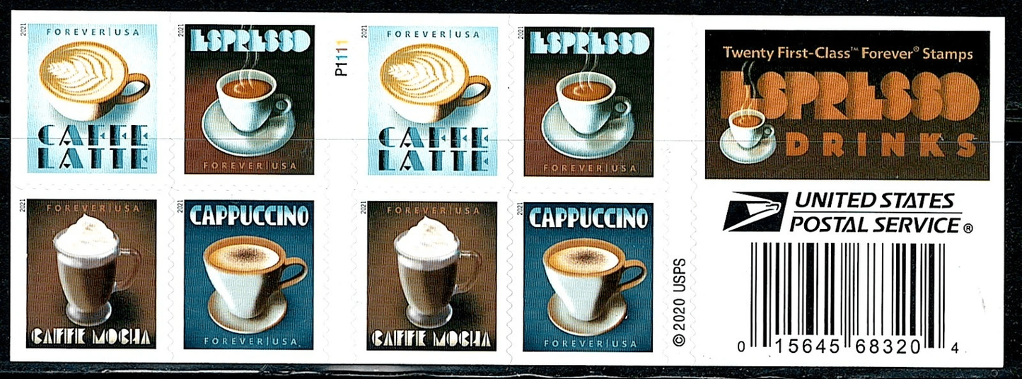 #.2021 US Espresso Drinks Forever Coffee Stamps