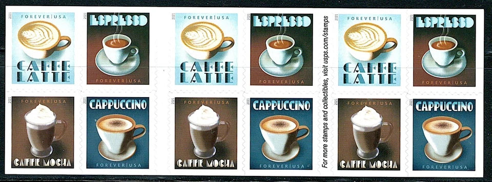 #.2021 US Espresso Drinks Forever Coffee Stamps