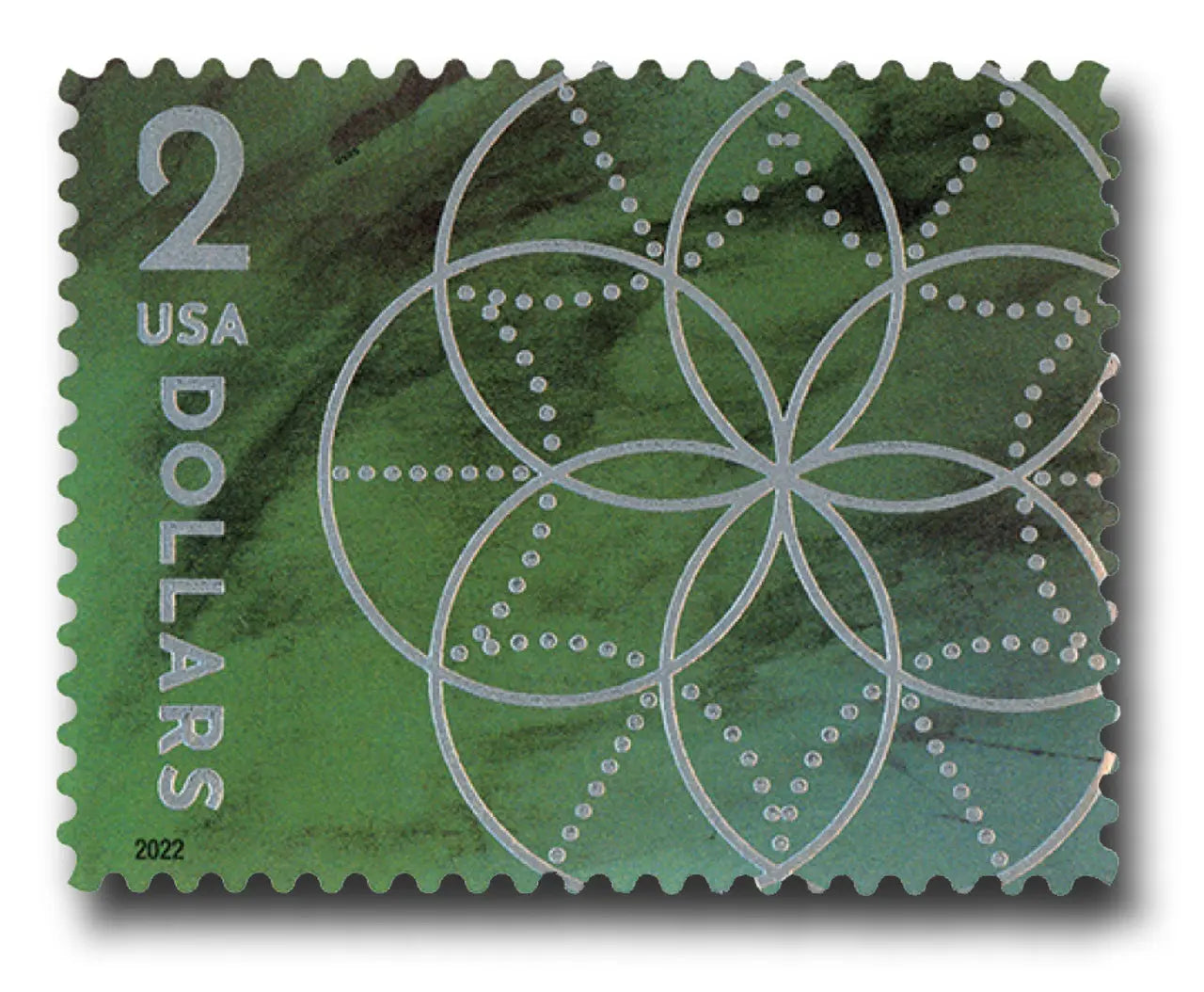 #.2022 two dollar floral geometry stamps