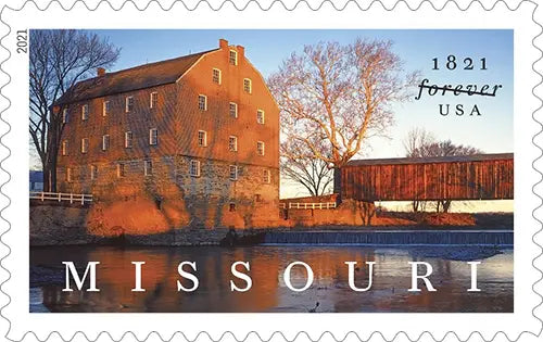 #.2021 missouri statehood bollinger mill burfordville covered bridge stamp