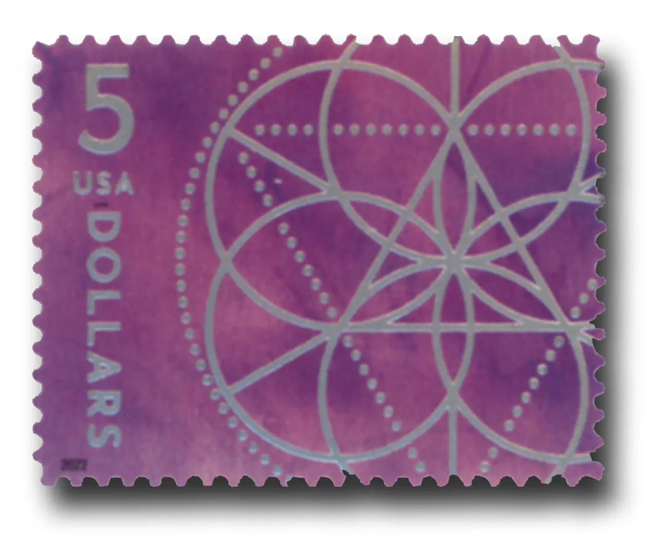 #.2022 5 dollar floral geometry stamps