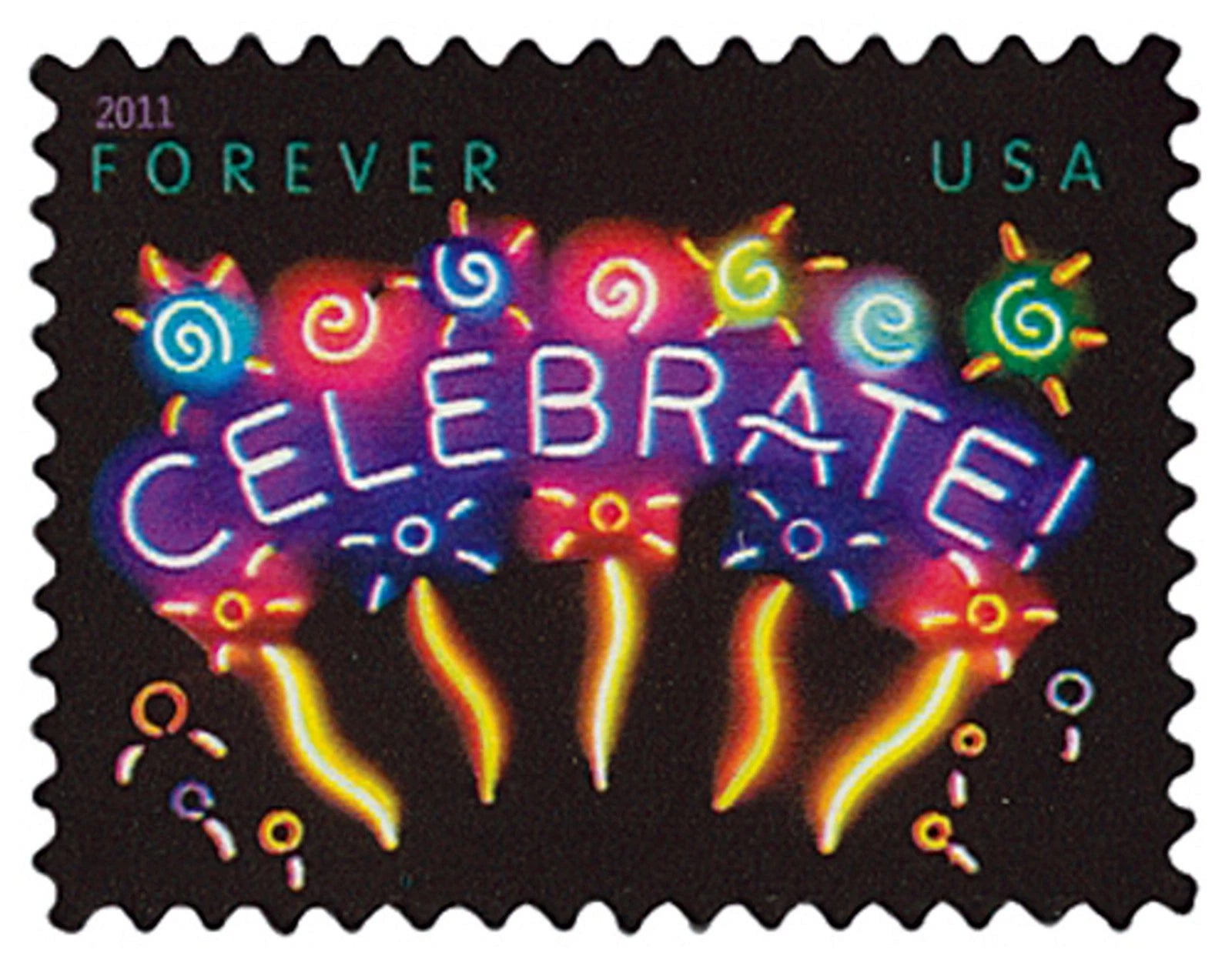 #.2011 US Neon Celebrate! Forever Stamps