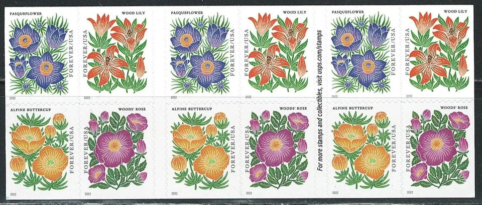 #.2022 US Mountain Flora First-Class Forever Stamps