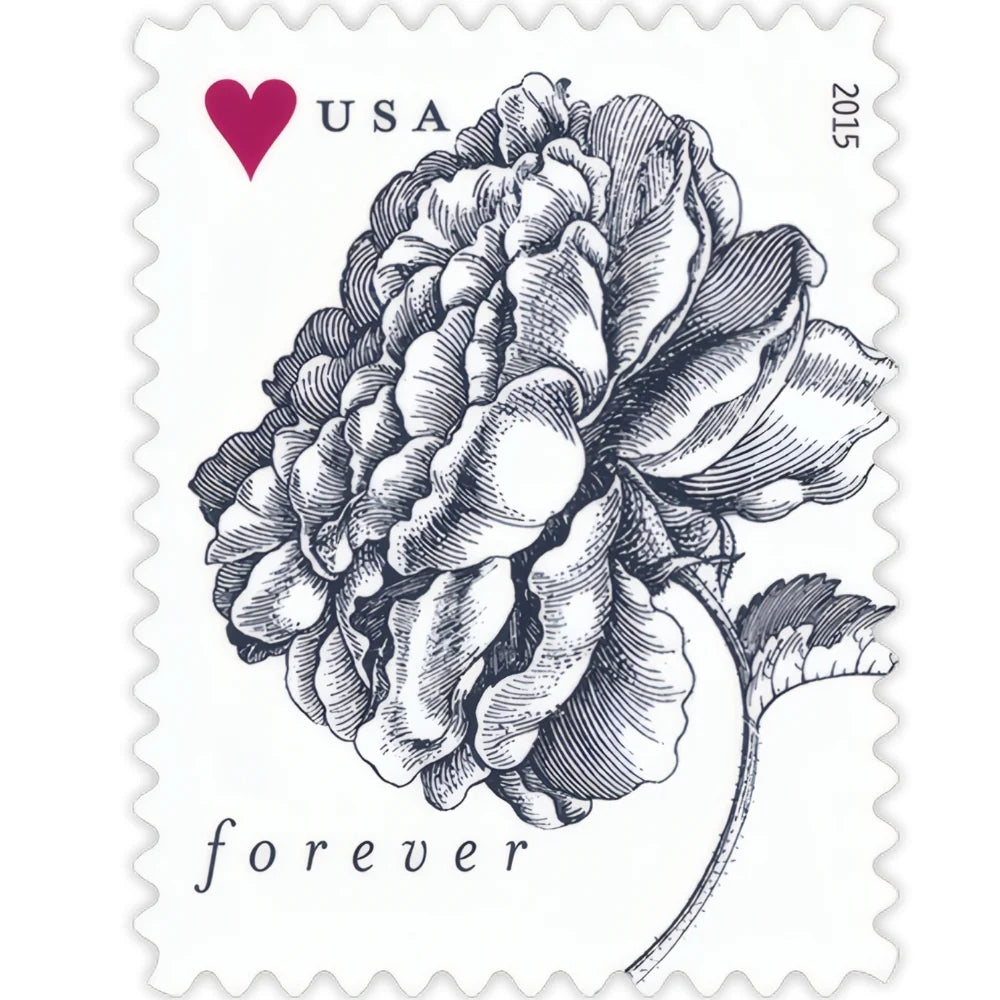 #.2015 Vintage Rose Pane Wedding Stamps