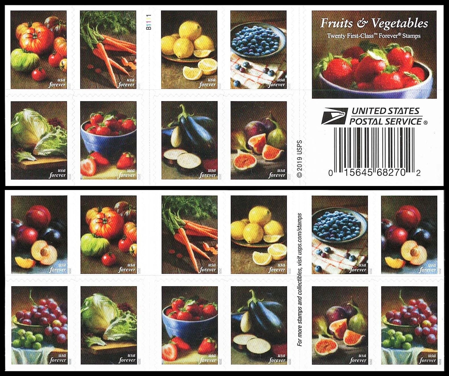 #.2020 US Fruits & Vegetables Forever Stamps