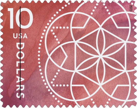 #.2023 US 10 Dollar Floral Geometry Stamps