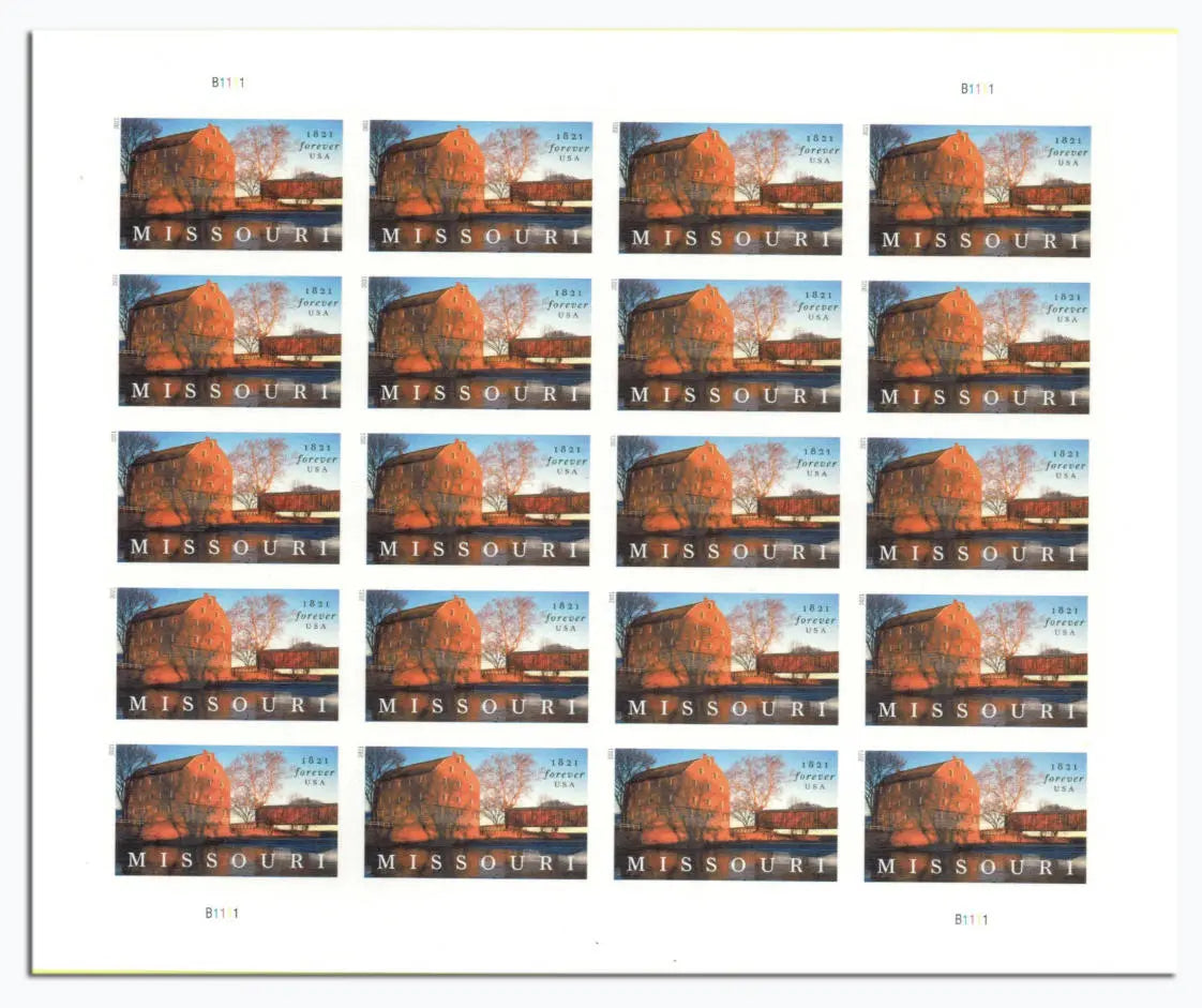 #.2021 missouri statehood bollinger mill burfordville covered bridge stamp