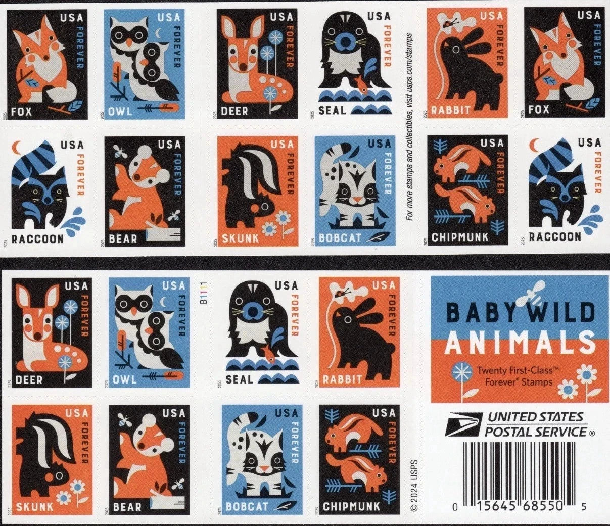 #.2025 Baby Wild Animals Stamps