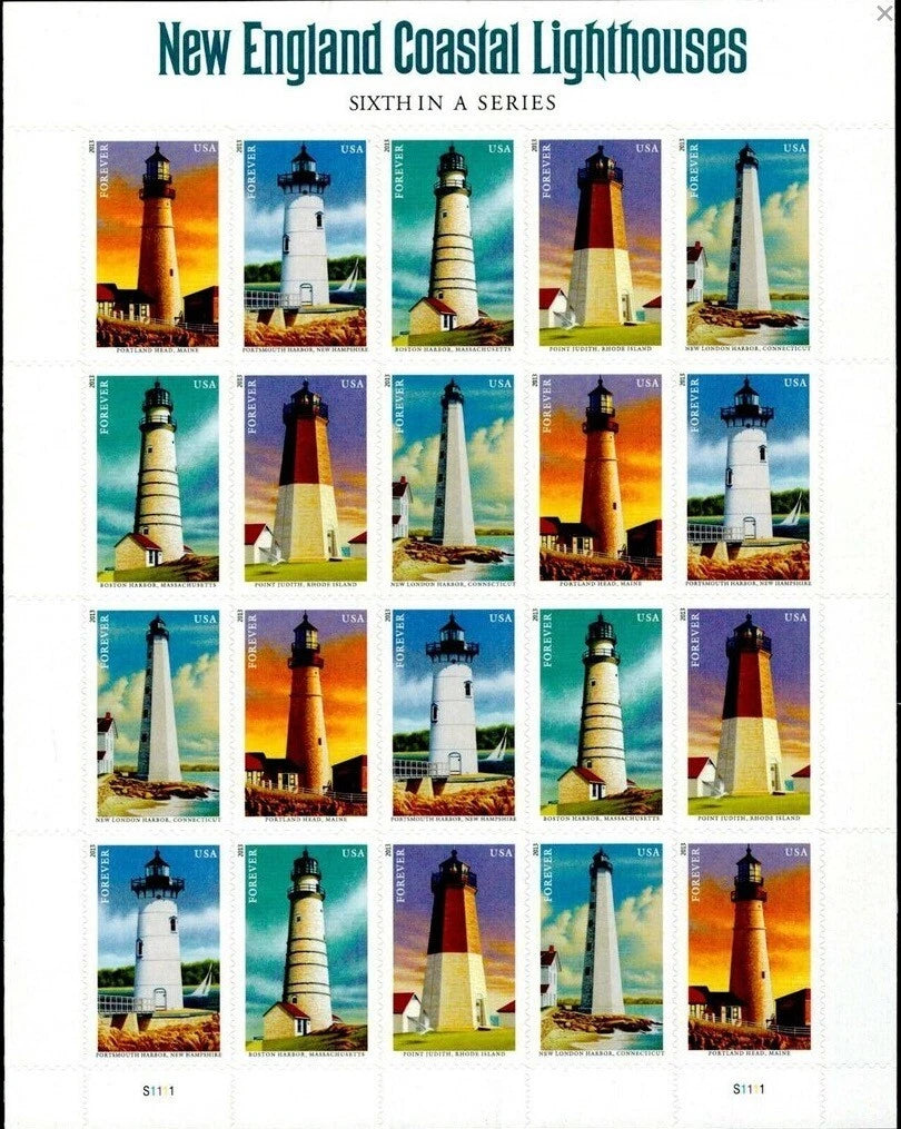 #.2015 New England Coastal Lighthouse Postage Stamps