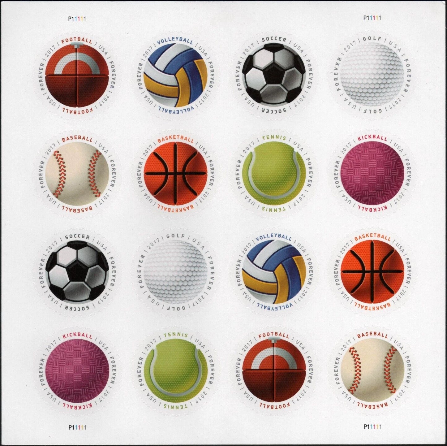 #.2017 US Have a Ball! Baseball Basketball Vollyball Stamps