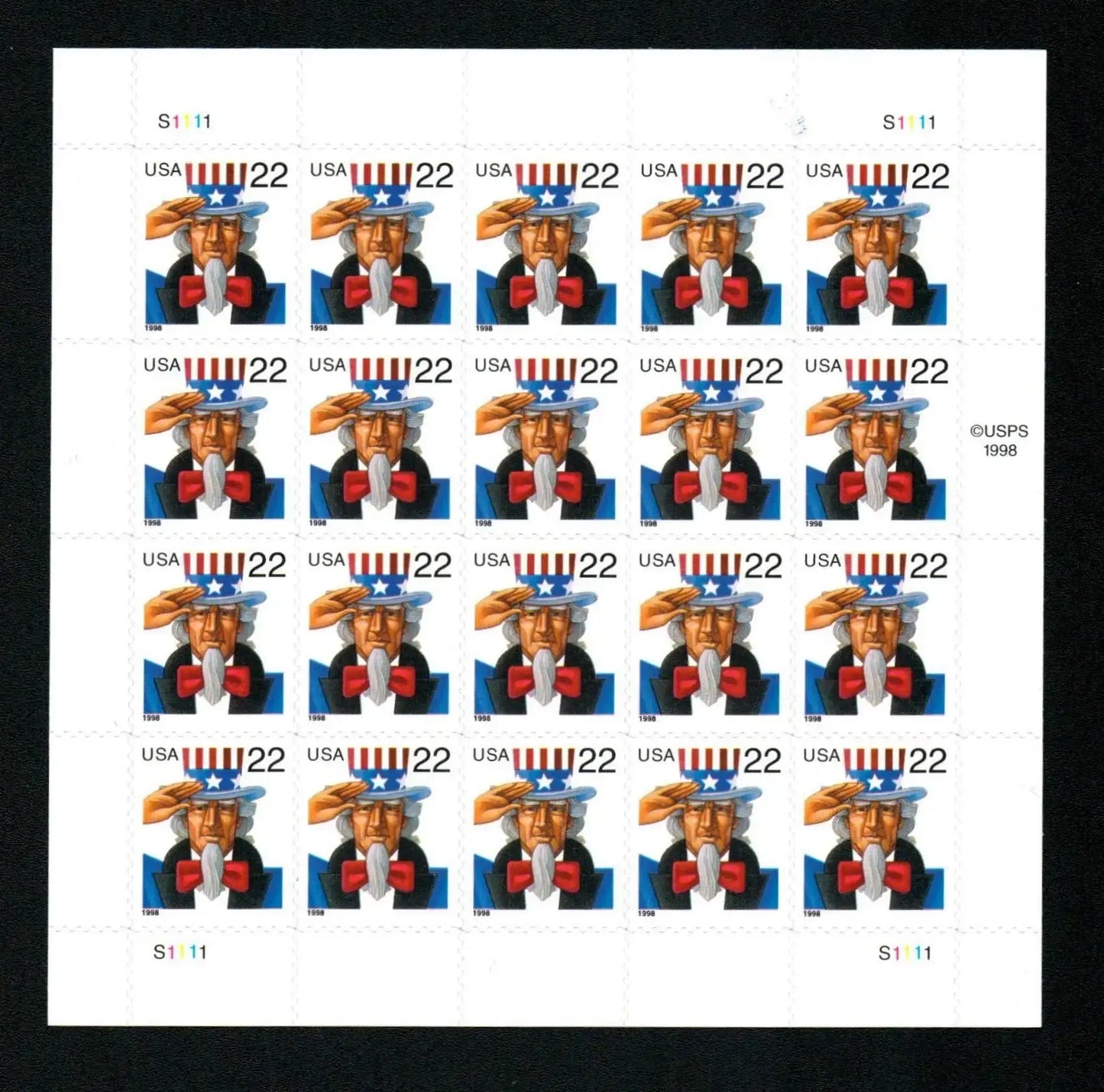 #.1998 US Uncle Sam Postage Stamps