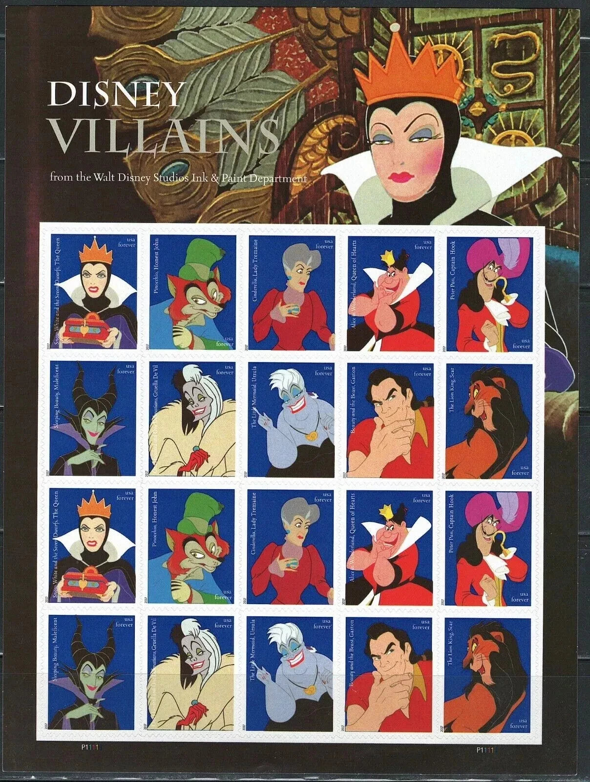 #.2017 US Walt Disney Villains Stamps