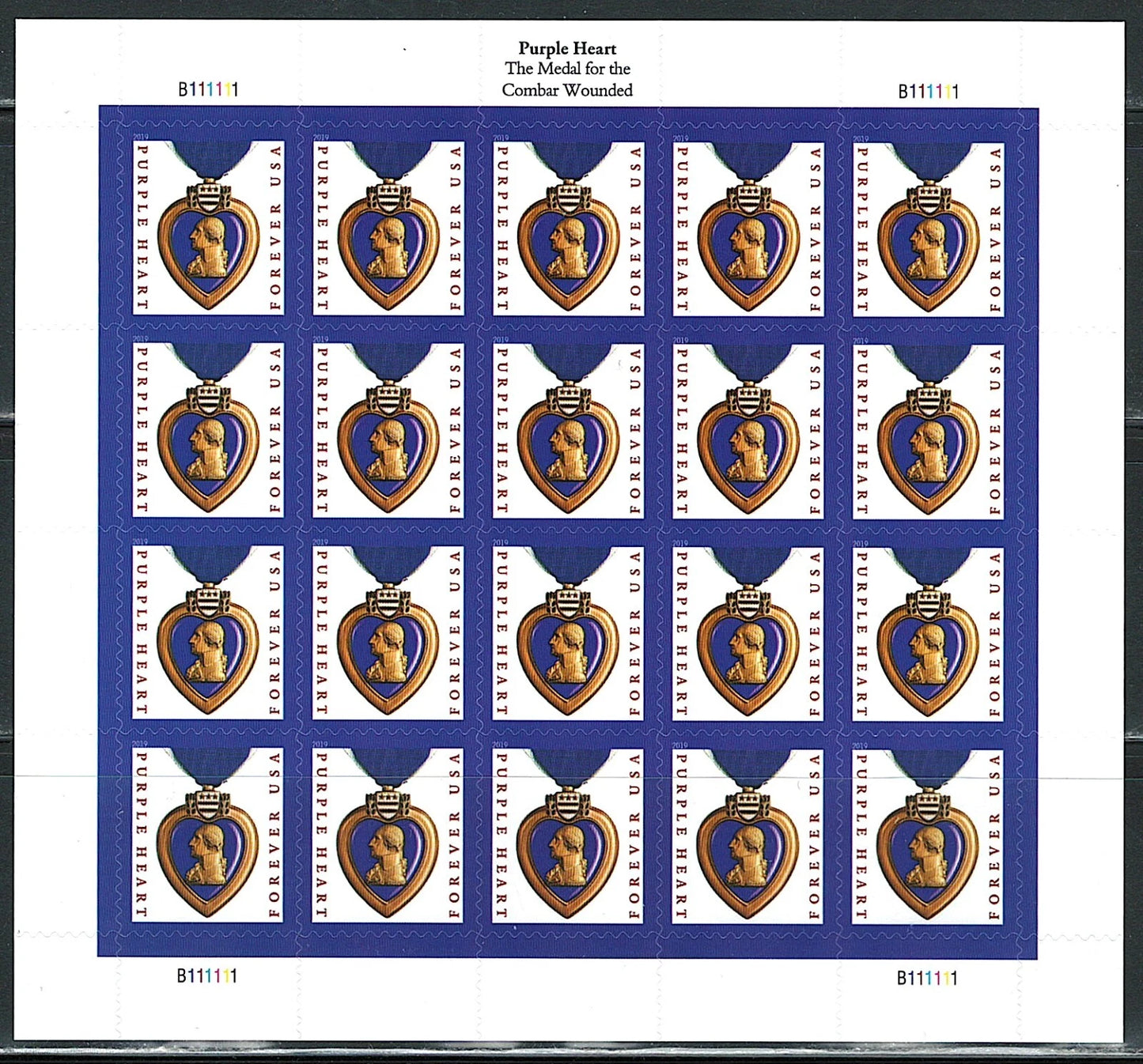 #.2019 US Purple Heart Forever Stamps
