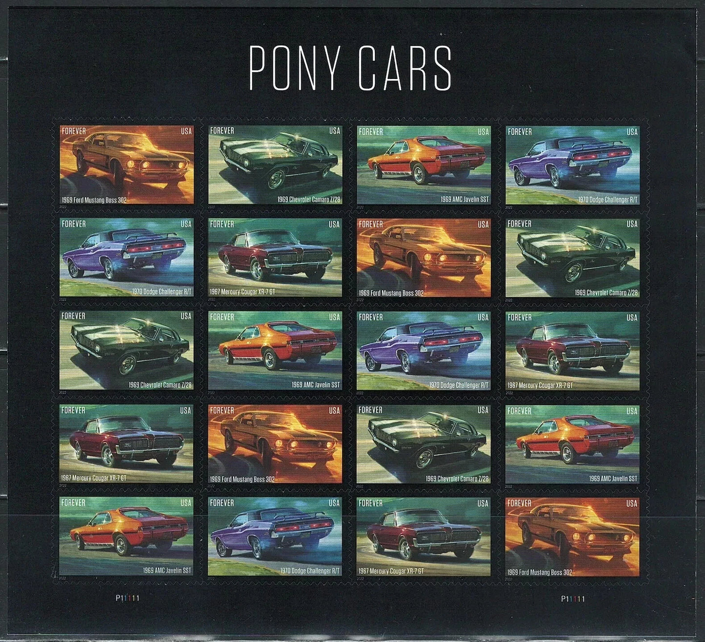 #.2022 US Pony Cars Stamps