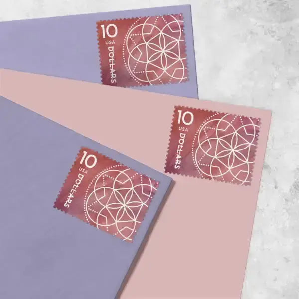 #.2023 US 10 Dollar Floral Geometry Stamps