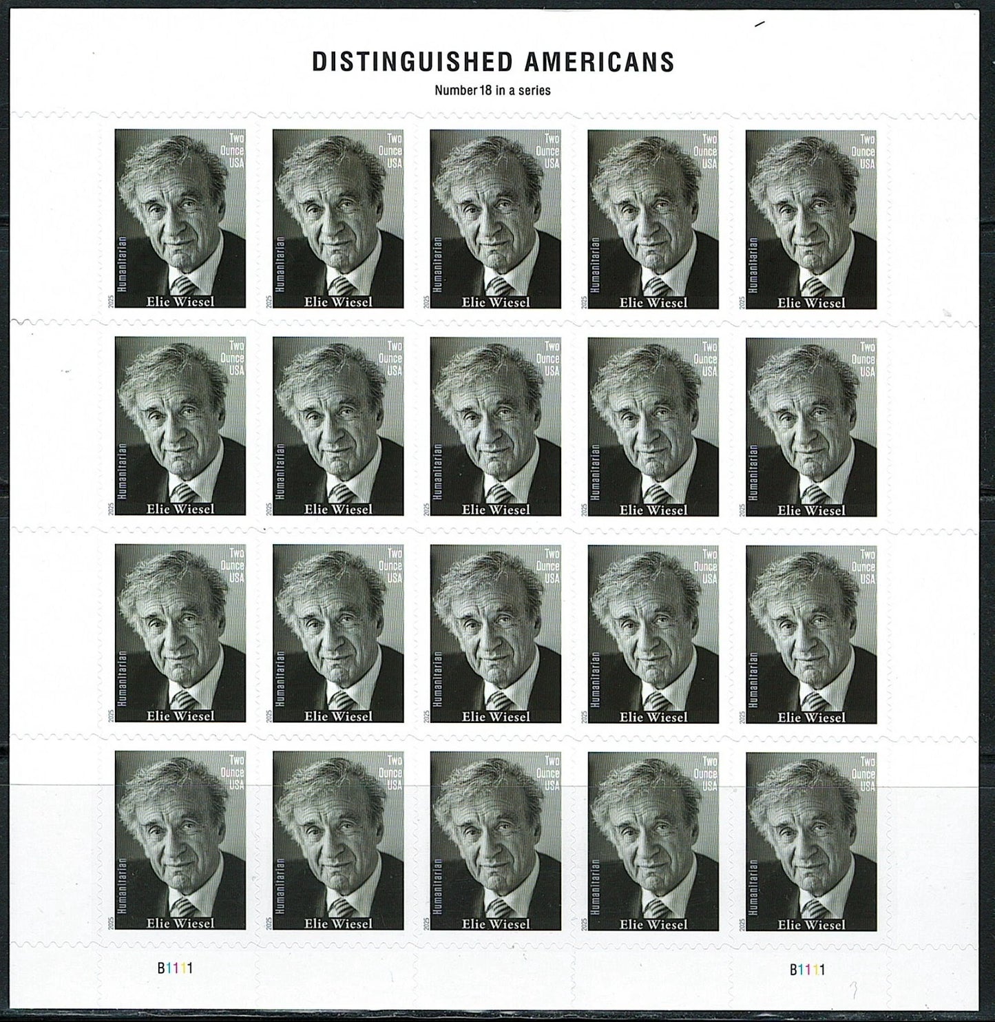 #.2025 US Elie Wiesel - Humanitarian Stamps