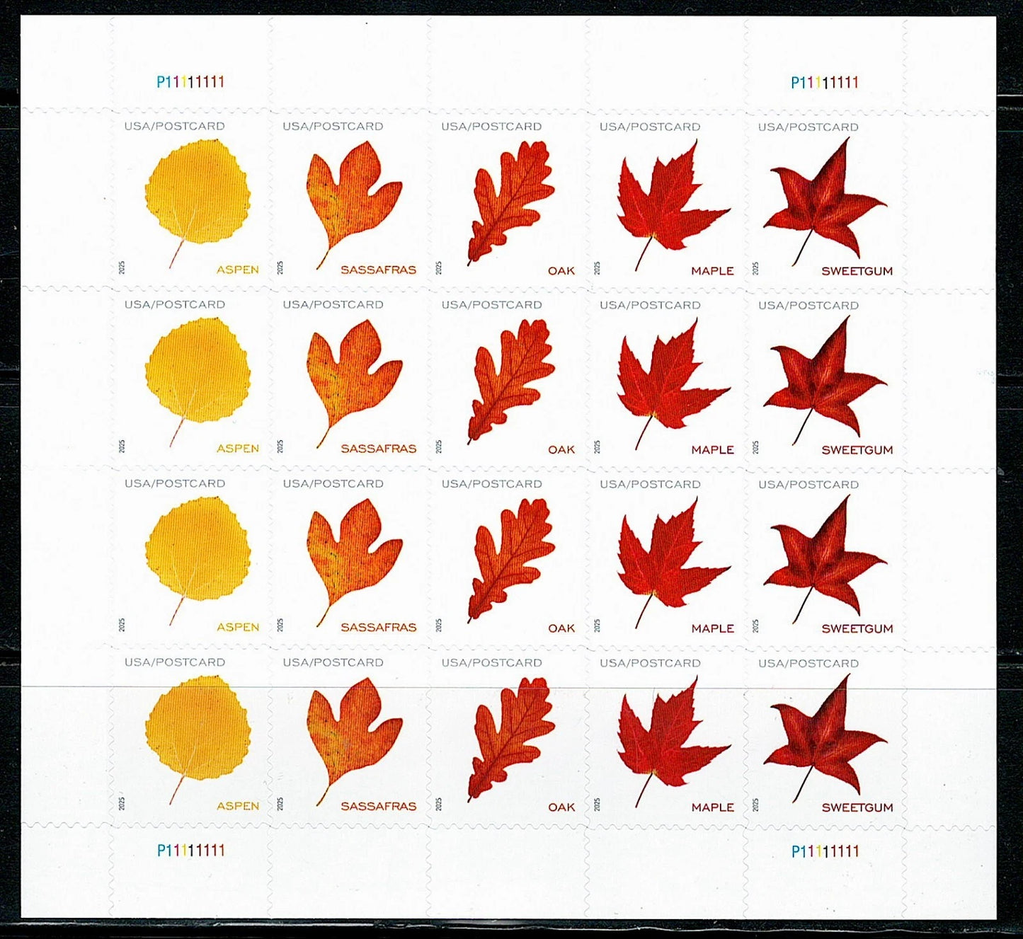#.2025 Vibrant Leaves Postcard Stamps