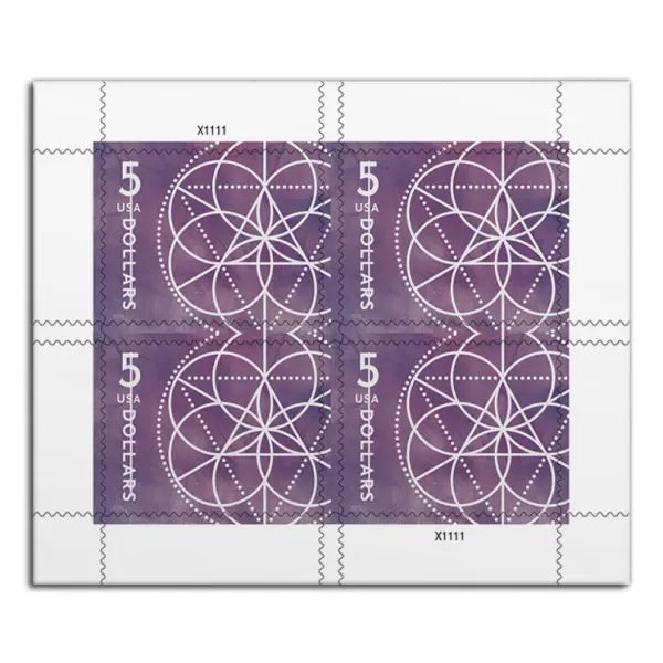 #.2022 5 dollar floral geometry stamps
