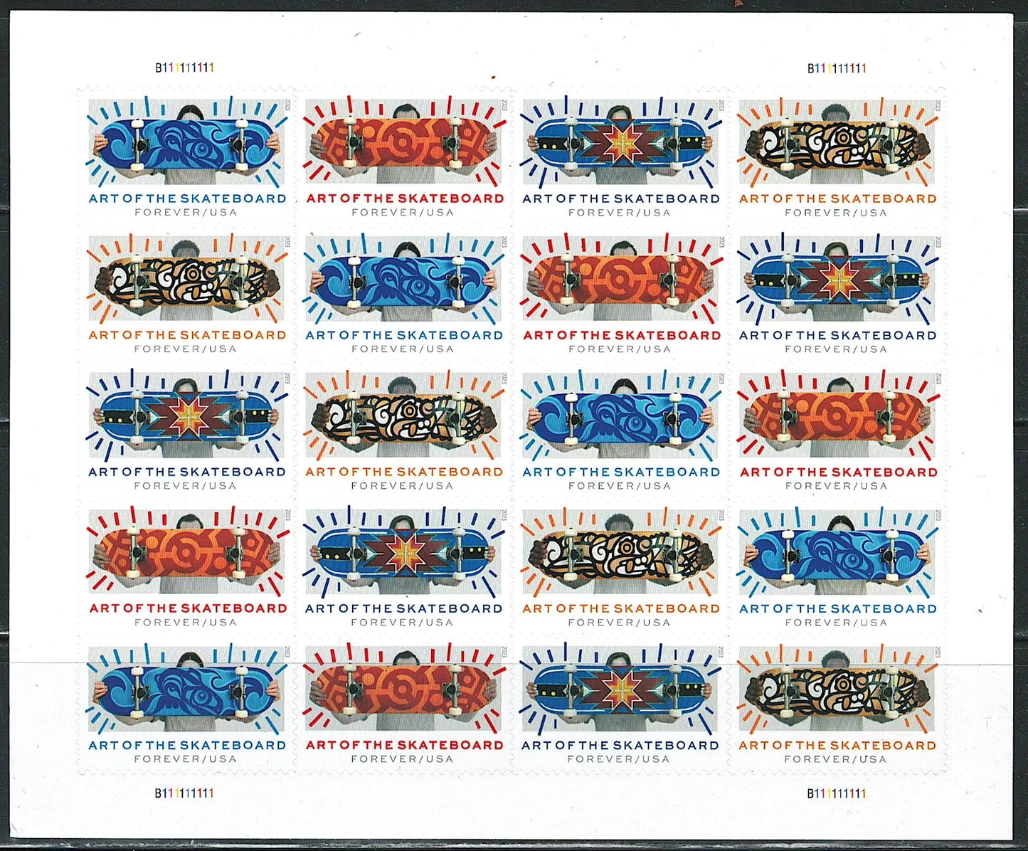 #.2023 Art of the Skateboard Postage Stamps