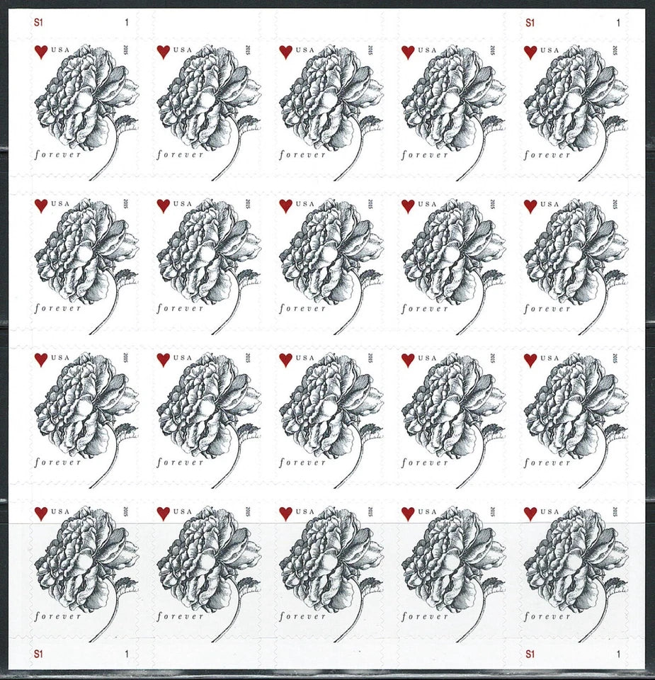 #.2015 Vintage Rose Pane Wedding Stamps