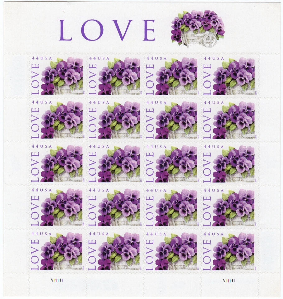 #.2010 LOVE Pansies in a Basket Collectible Stamp