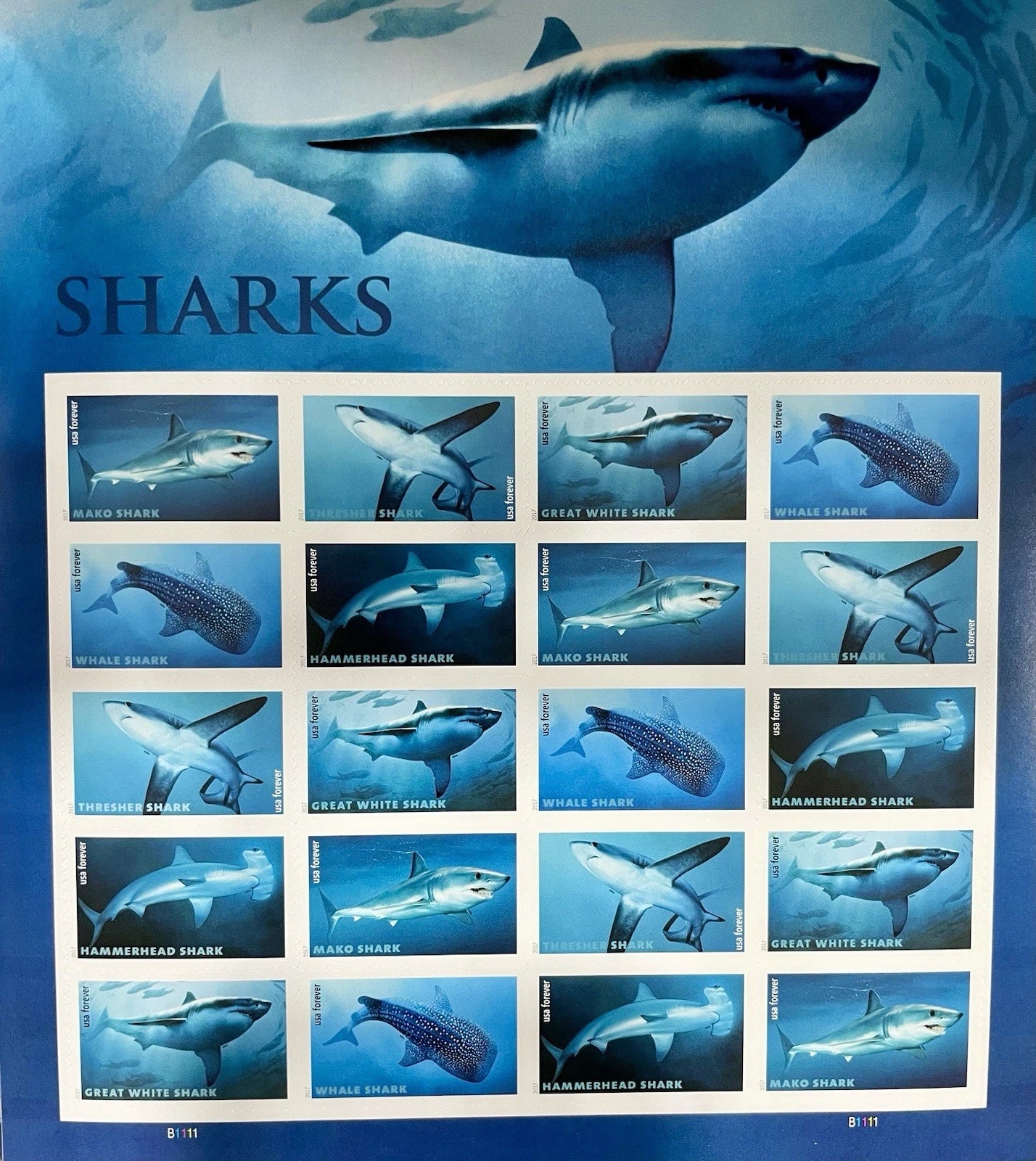 #.2017 US Shark Stamps