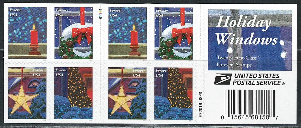 #.2016 US Holiday Windows Forever Stamp