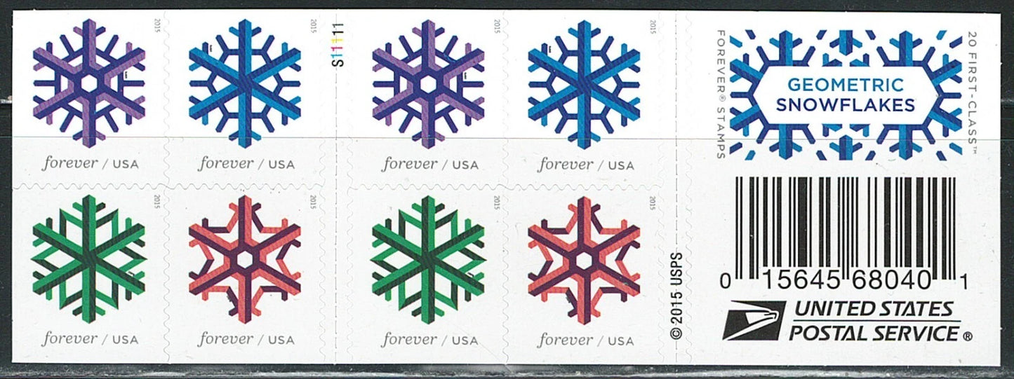 #.2015 US Geometric Snowflakes Forever Stamp