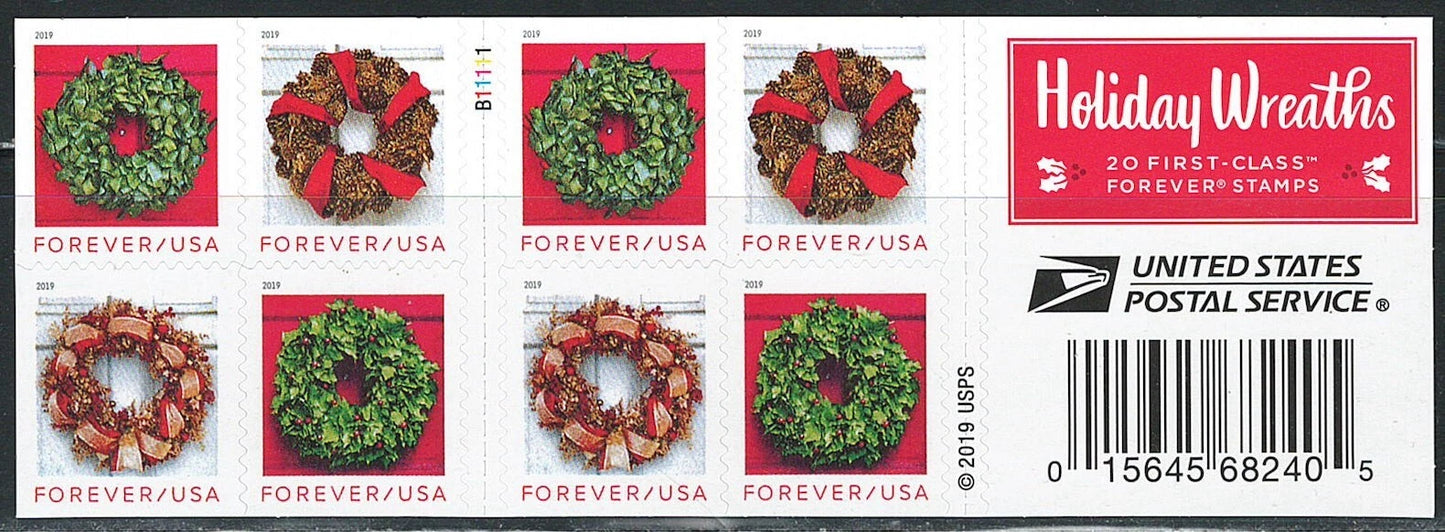 #.2019 US Holiday Wreaths Forever Stamp