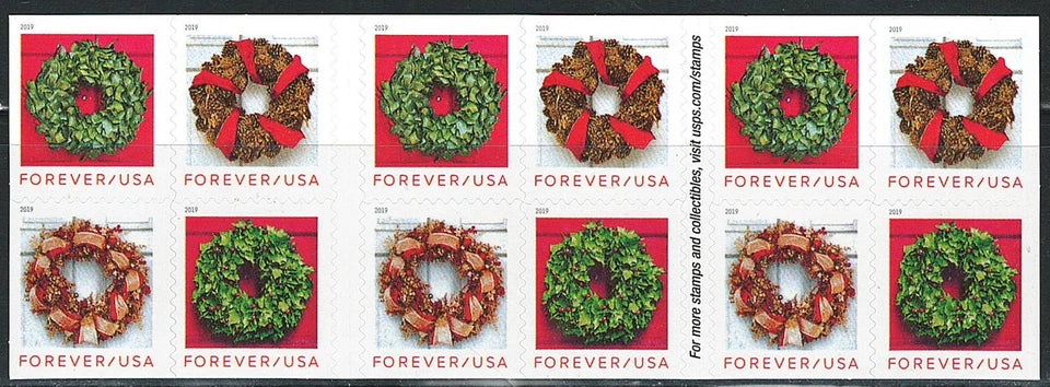 #.2019 US Holiday Wreaths Forever Stamp