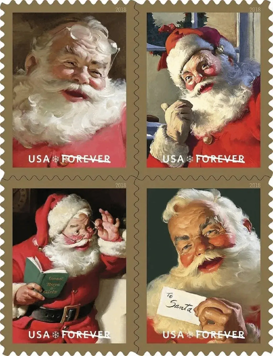 #.2018 Sparkling Holidays Santa Forever Stamp