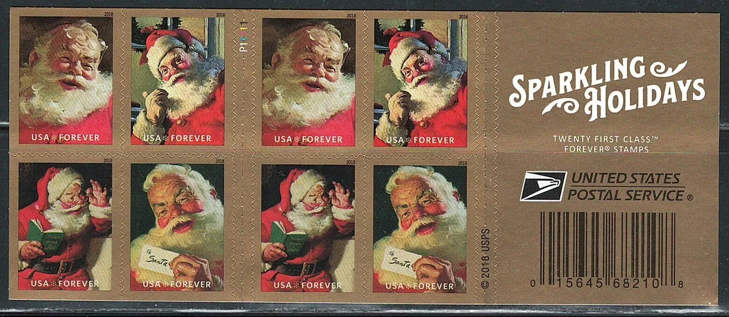 #.2018 Sparkling Holidays Santa Forever Stamp