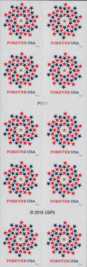 #.2016 US Stars Red & Blue Forever Stamps