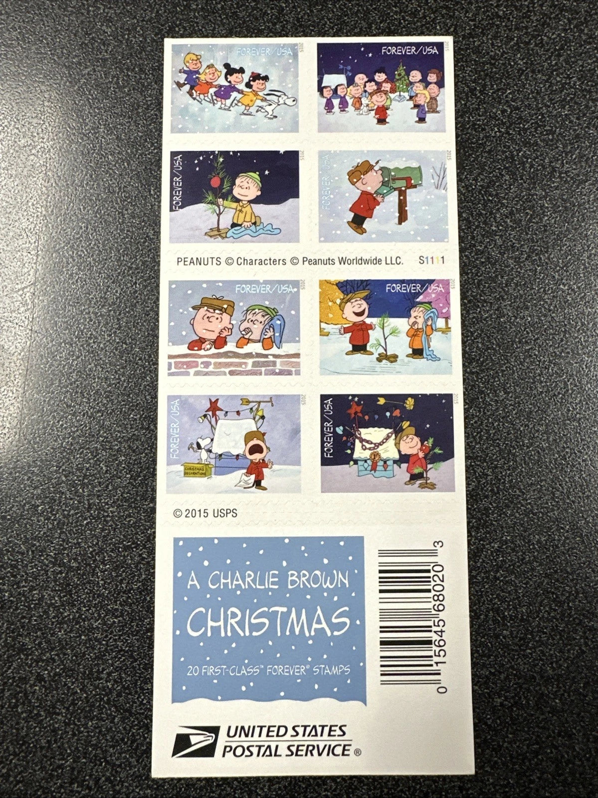 #.2015 US Charlie Brown Xmas Stamps