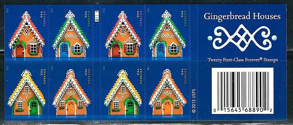 #.2013 US Holiday Gingerbread Houses Stamps