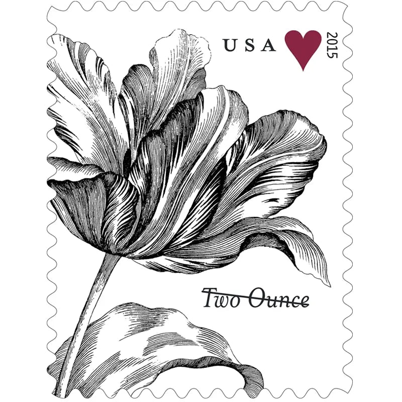 #.2015 Vintage Tulip Pane Postage Wedding Stamps