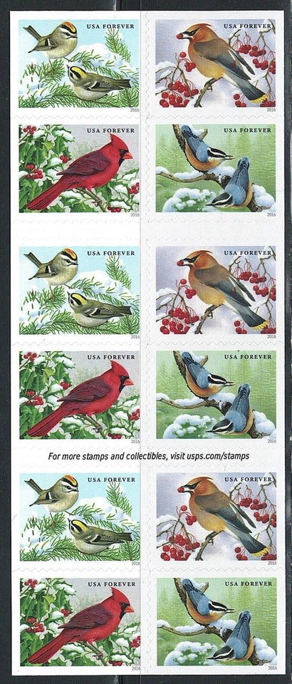 #.2016 US Songbirds in Snow Stamps