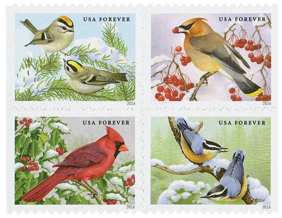 #.2016 US Songbirds in Snow Stamps