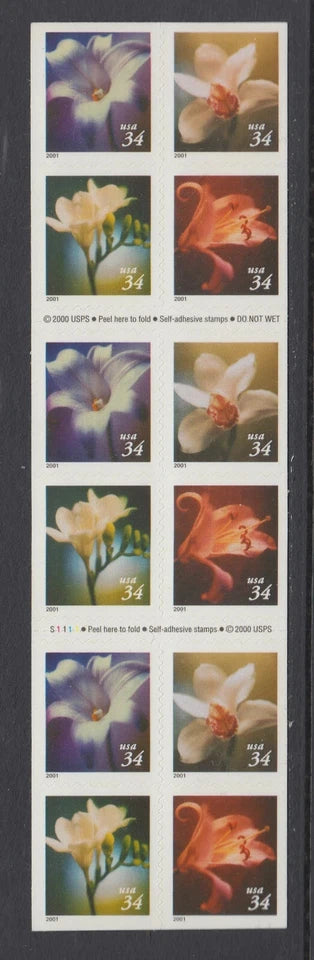 #.2000 US 34c Self Adhesive Four Flowers Stamps